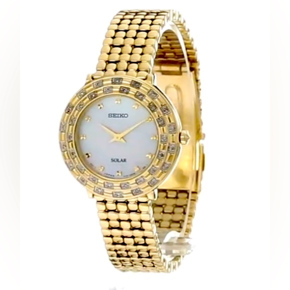 Seiko Women's TRESSIA Japanese-Quartz Watch with Gold-Tone-Stainless-Steel Strap - Picture 1 of 8